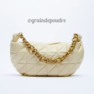 RARE! Zara Vanilla Cream Ivory Quilted Leather Chain Large Shoulder Handbag